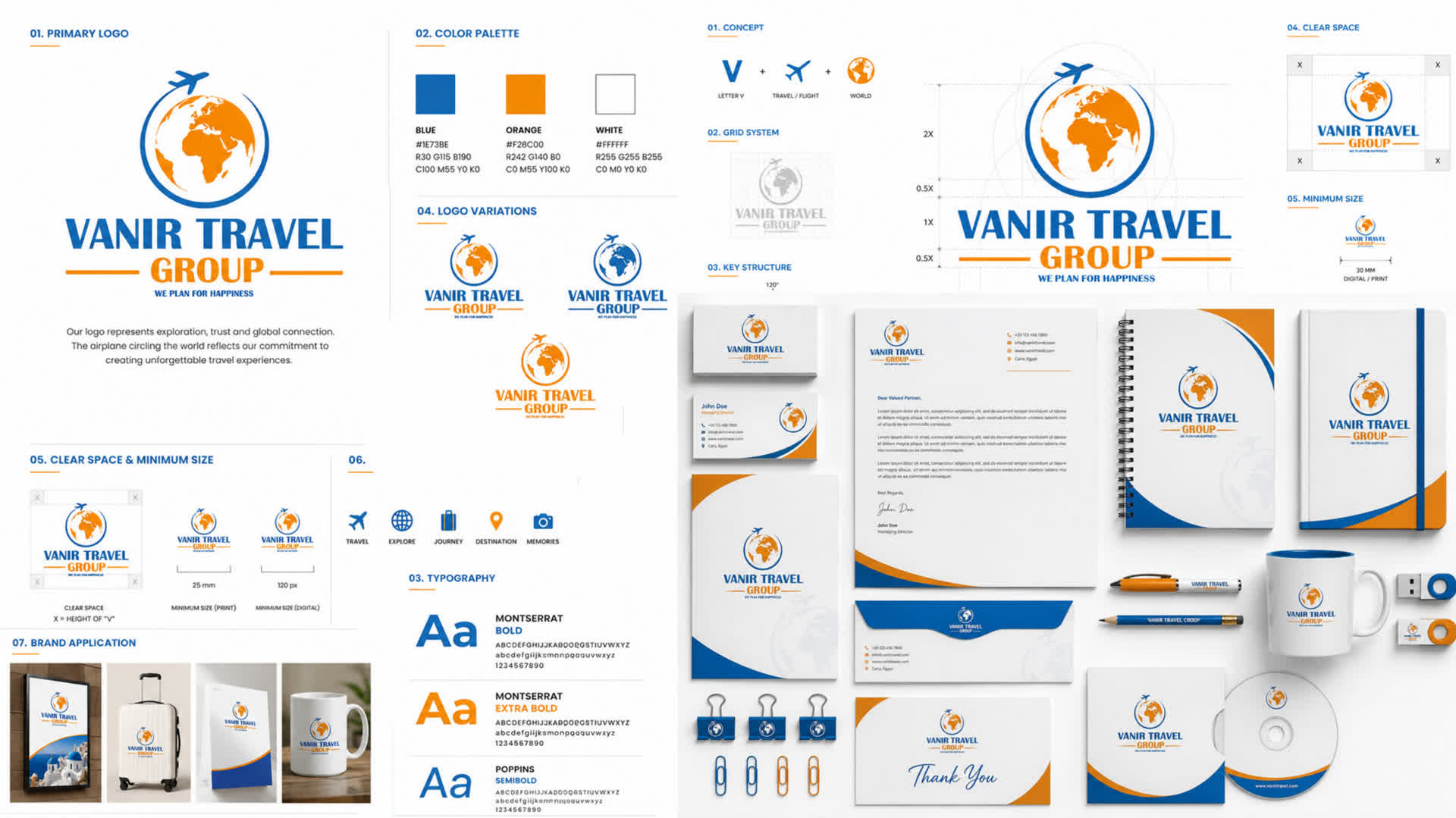 VANIR TRAVEL GROUP brand identity board